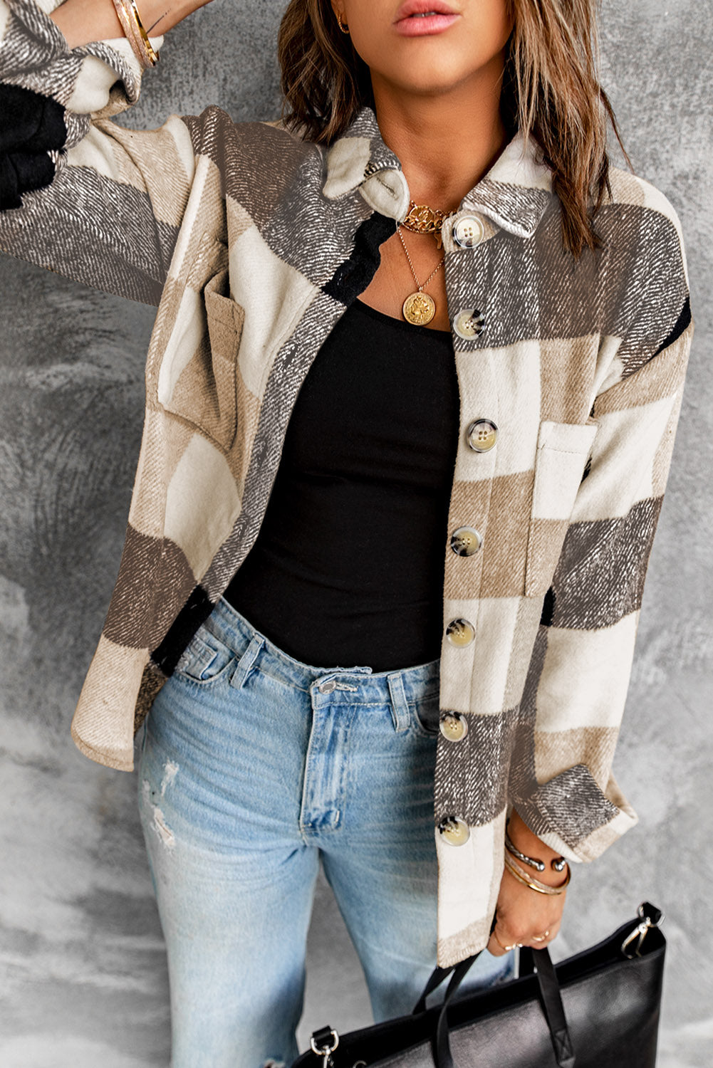 Plaid Color Block Shacket