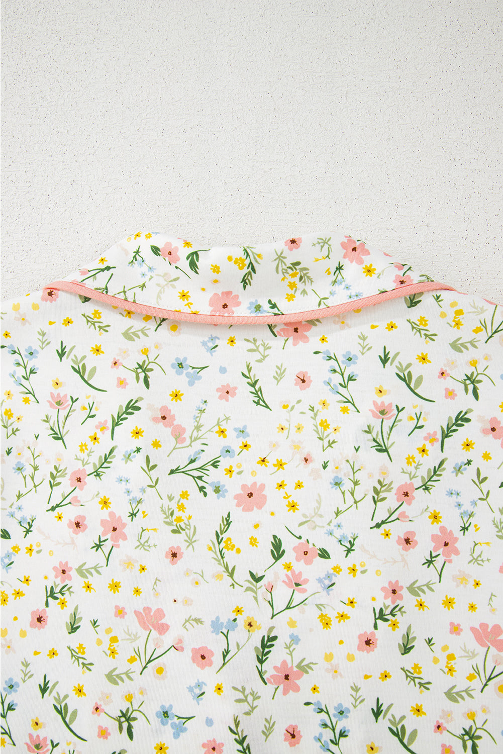 White Floral Print Ruffle Hem Shorts Pajama Set