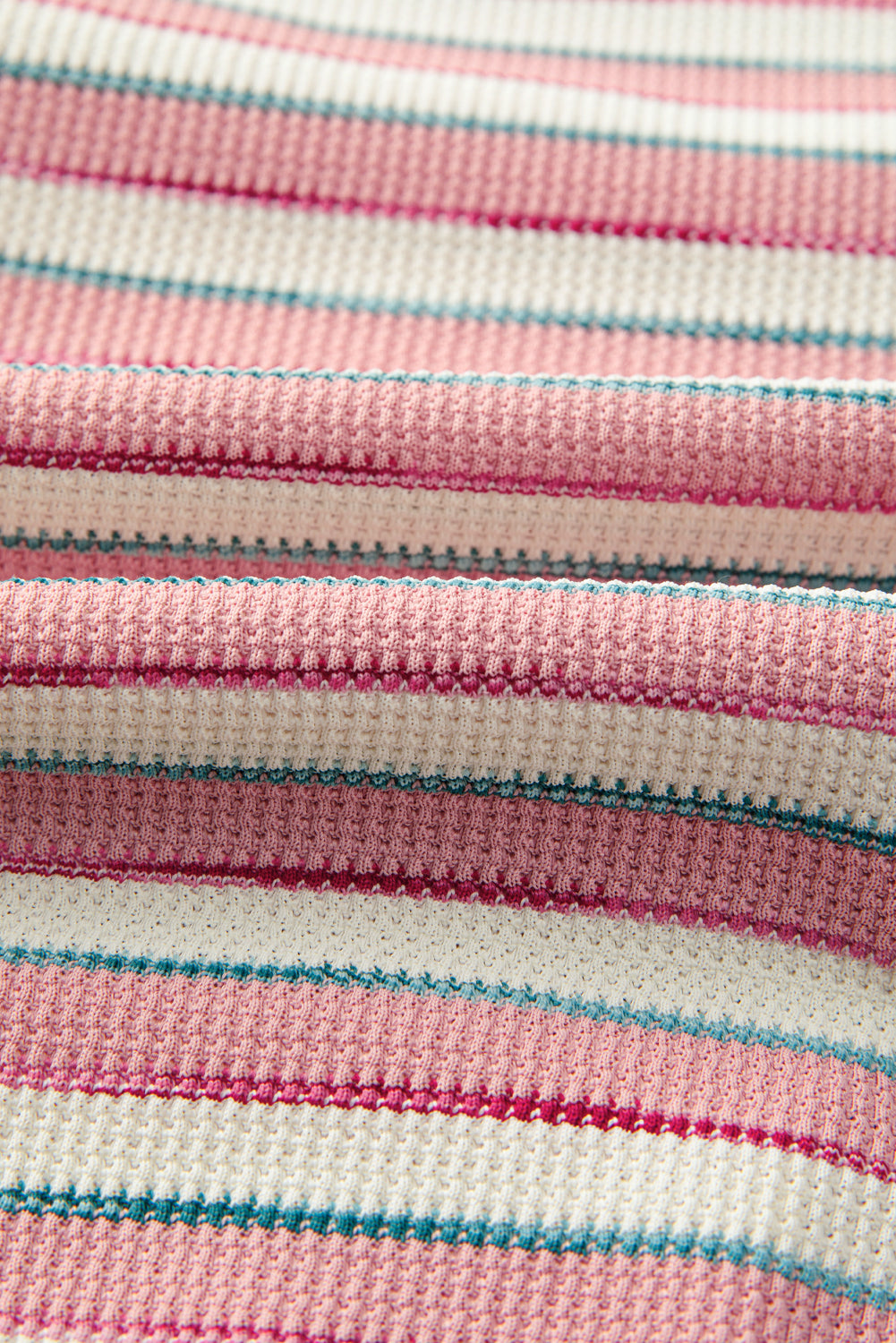Pink Striped Patchwork Oversized Pullover Top